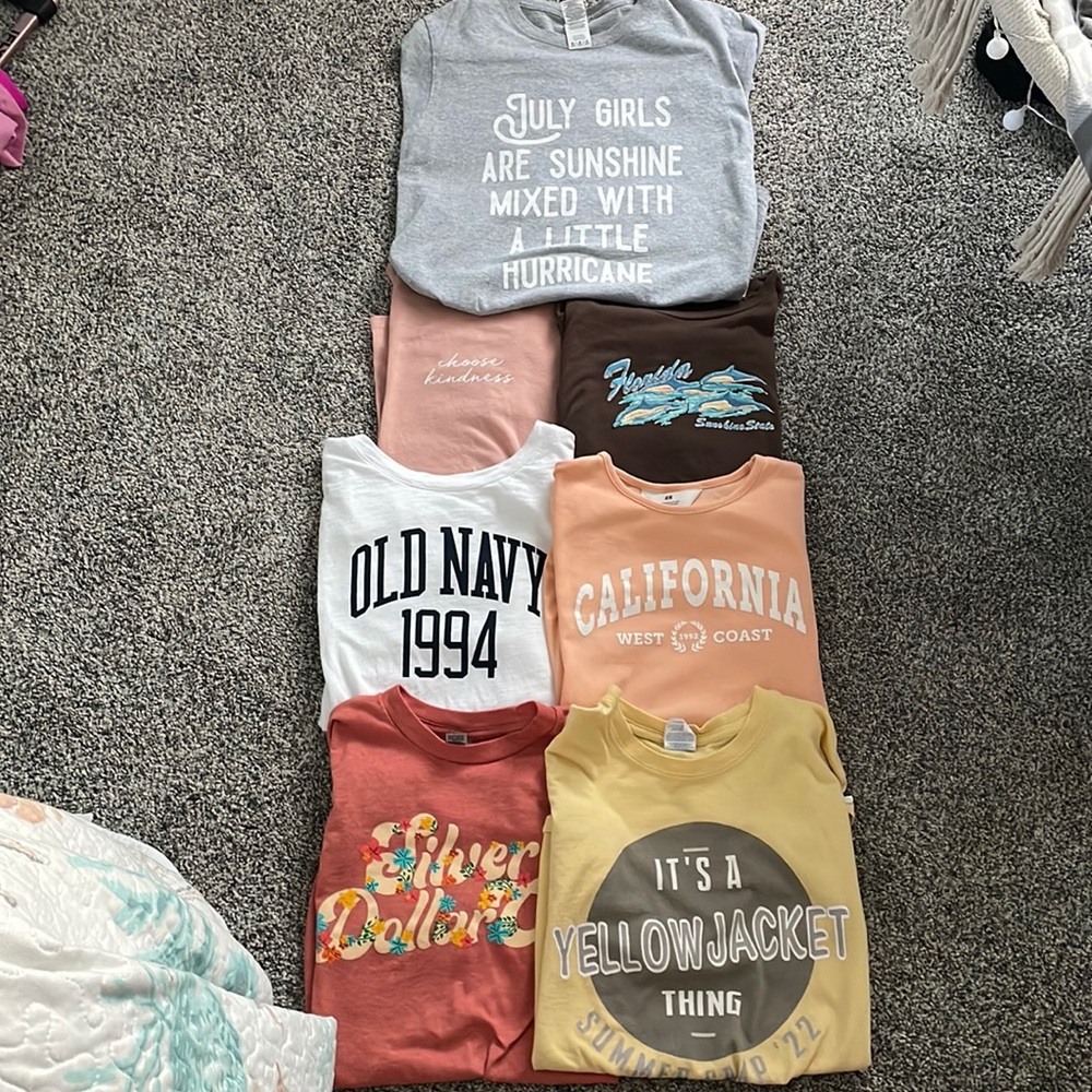 Lot of 7 shirts, all size youth large/medium